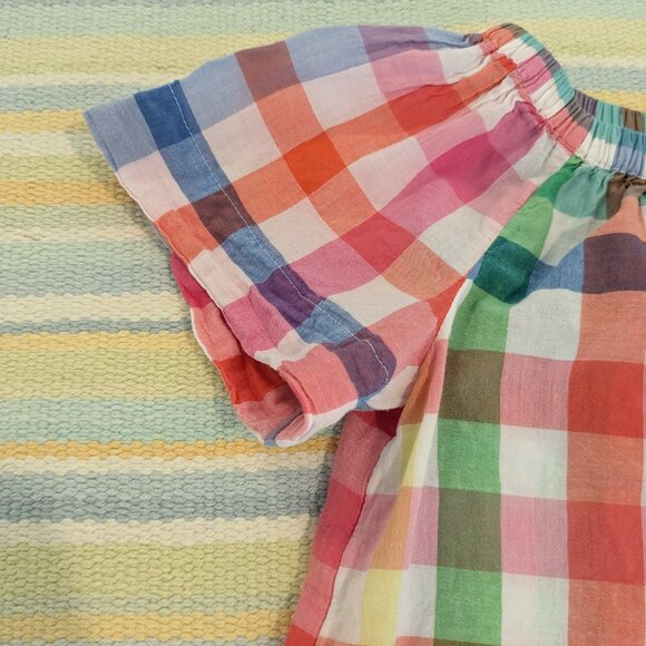 ⭐ Toddler Girl Crewcuts Rainbow Plaid short sleeve top size 2T - Picture 2 of 4